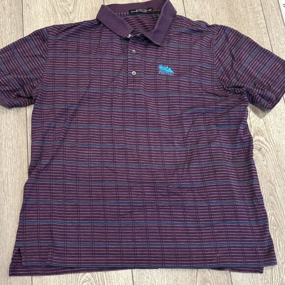 Vintage Carnoustie x PGA West Purple Striped Golf Polo Mens XL Retro 90’s - Picture 2 of 5